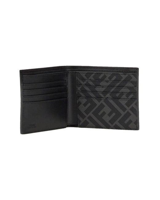 Fendi Black Bifold Wallet "Ff" Squared for men