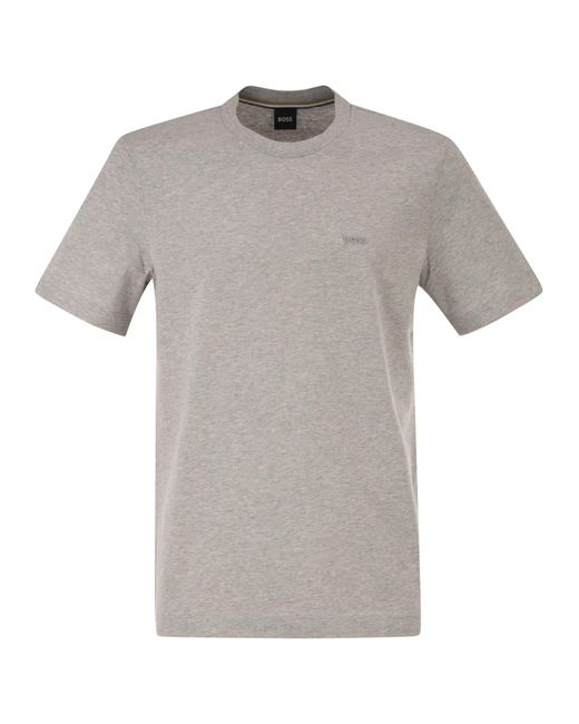 Boss Gray Cotton Jersey T Shirt With Logo