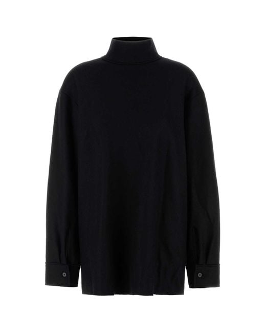 Jil Sander Black Wool Blend Blouse