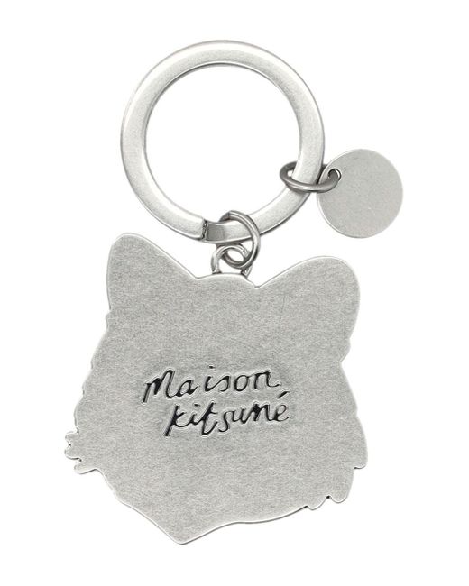 Maison Kitsuné Maison Kitsune 'bold Fox Head Keyring in het Gray voor heren