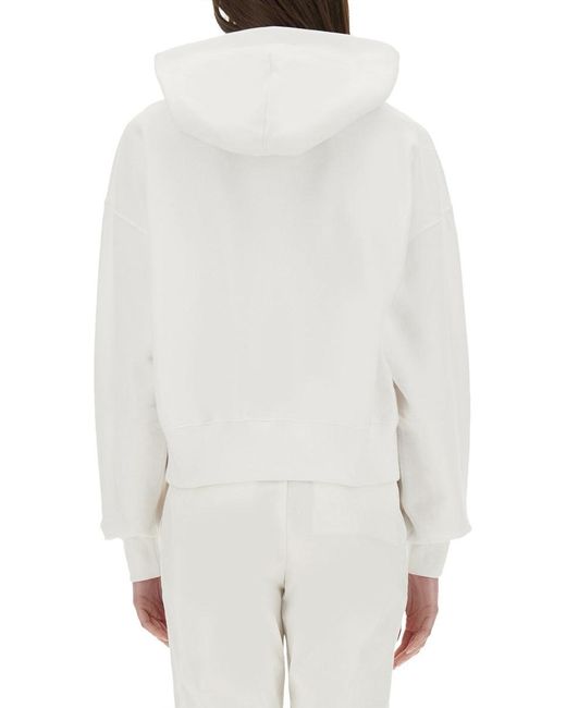 Gucci White Cotton Jersey Hooded Sweatshirt With Embroidery