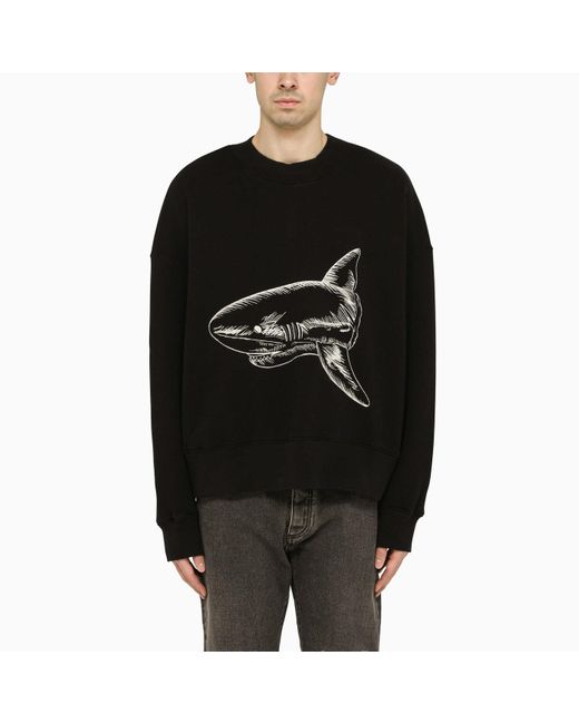 Palm Angels Split Shark Crewneck Sweatshirt Schwarz in Black für Herren