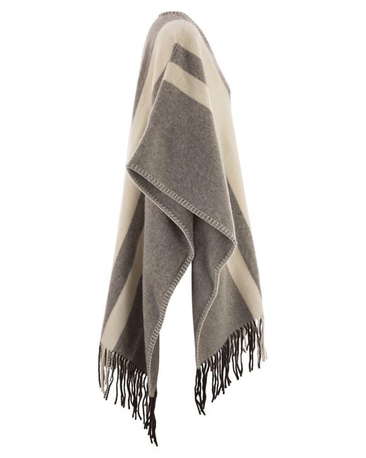 Fay Black Wool Poncho With Hook
