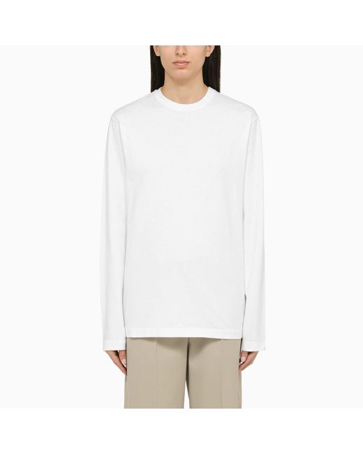 Sportmax White Cotton Long Sleeved T Shirt