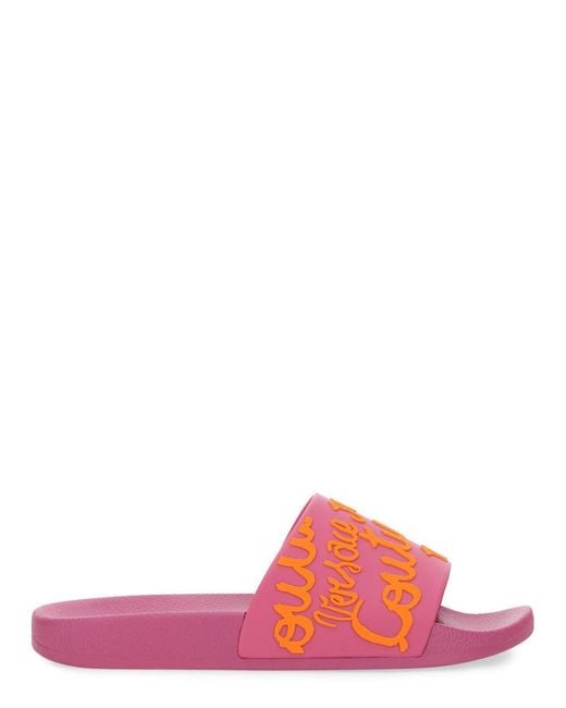 Versace Jeans Couture Pink Medusa Smiley Slide Sandals