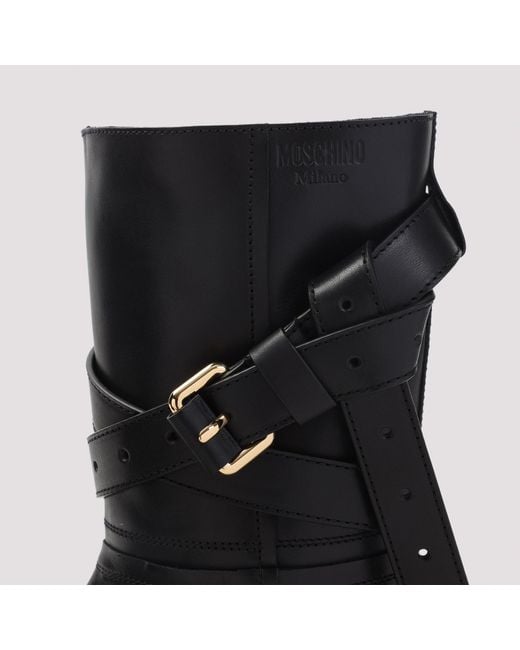 Moschino Black Leather Boots