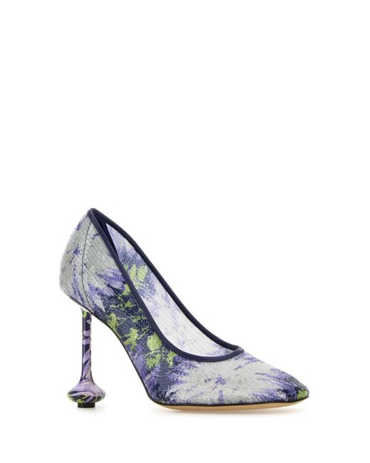 Loewe Blue Embellished Mesh Toy Pumps