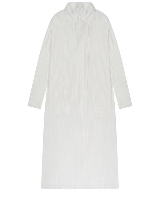 Pleats Please Issey Miyake White Elegant Mini Dress For
