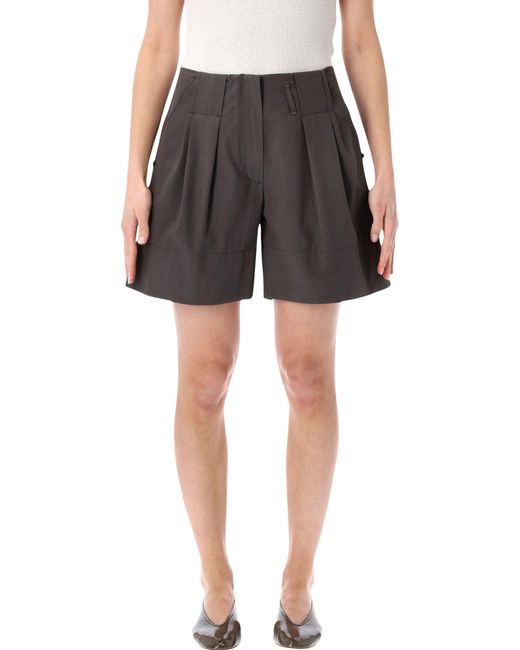 Low Classic Gray Tuck Point Turn-Up Shorts