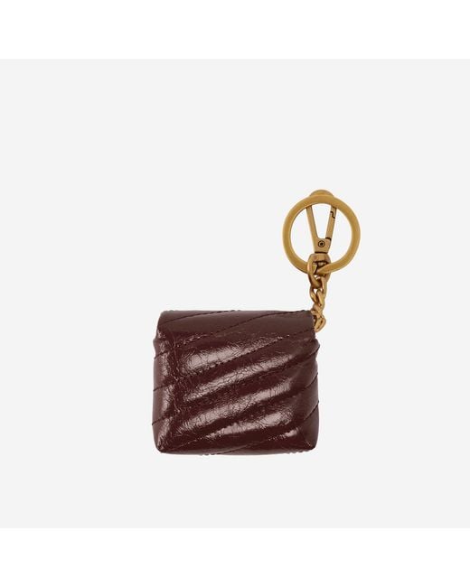 Pinko Brown Glossy Leather Airpods Love Bag