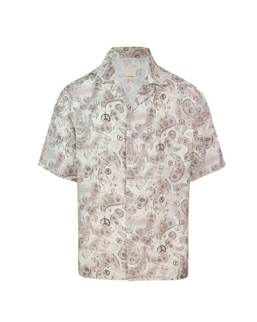 Emporio Armani White Camicia Con Stampa All Over Capsule Peace Asv