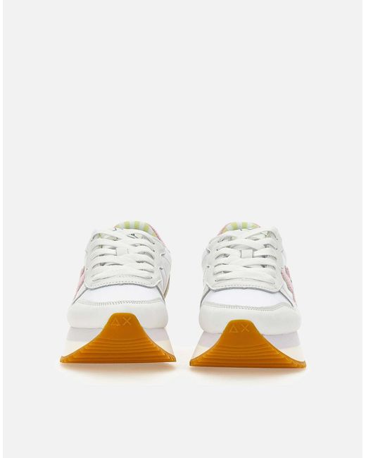Sun 68 White Big Stargirl Spongee Logo Sneakers