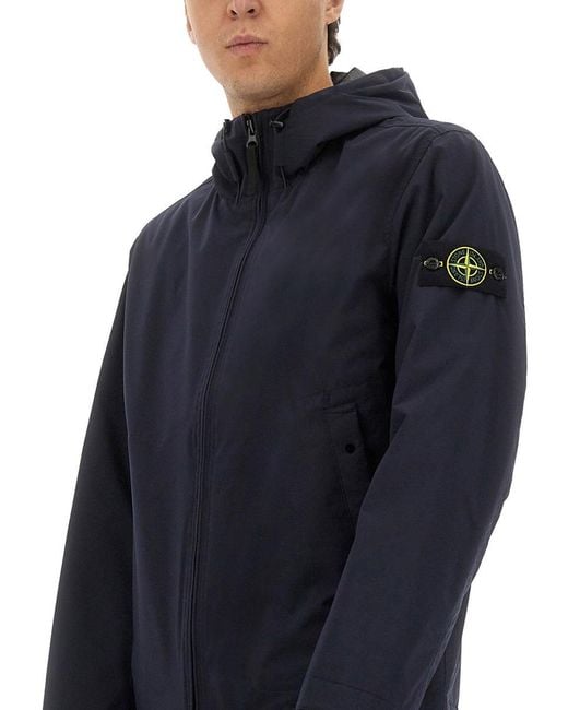Stone Island Blue Solid Hood Jacket for men
