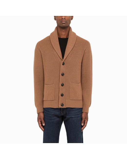 Drumohr Camel Cardigan In Virgin Wool in Brown for Men Lyst UK