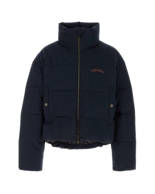 DSquared² Blue Stretch Cotton Down Jacket for men