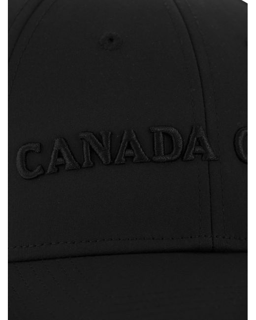 Canada Goose Black Hat With Visor And Embroidered Logo for men