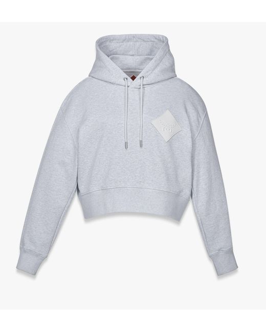 MCM White Essential Logo Patch Cropped Hoodie