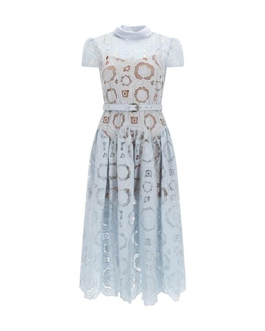 Self-Portrait Blue Light Midi Dress