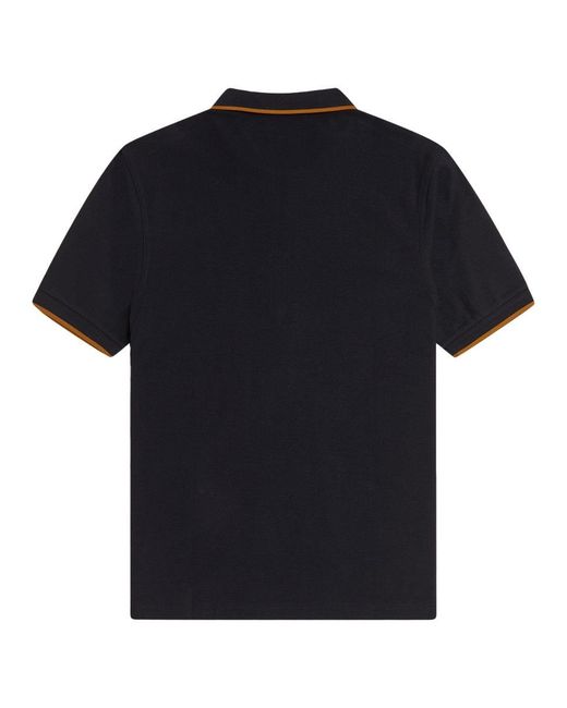 Fred Perry Black Polo Con Zip E Logo