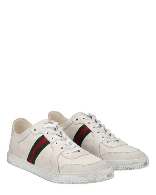 Gucci White "Stretch" Leather Effect Sneaker