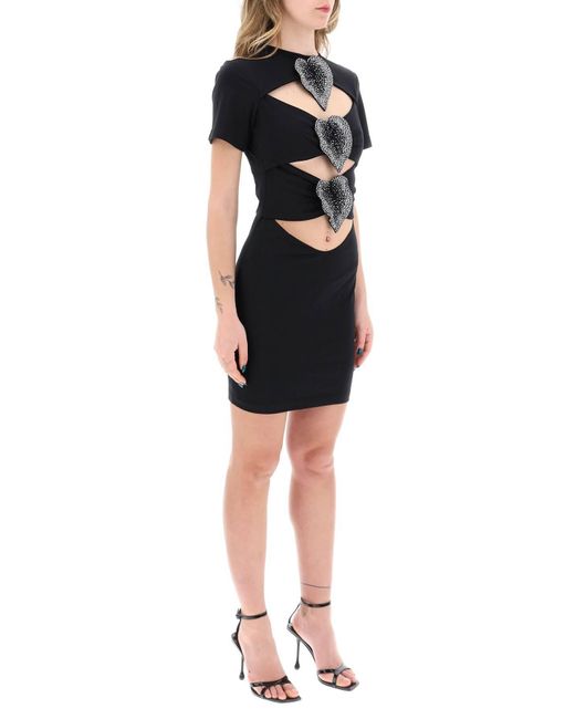 GIUSEPPE DI MORABITO Black Mini geschnittenes Kleid mit angewandtem Anthur