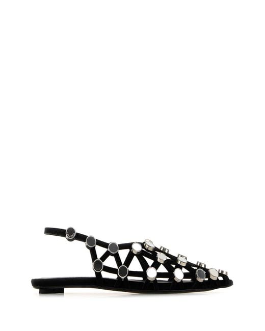 The Attico Black Grid Slingback Sandals