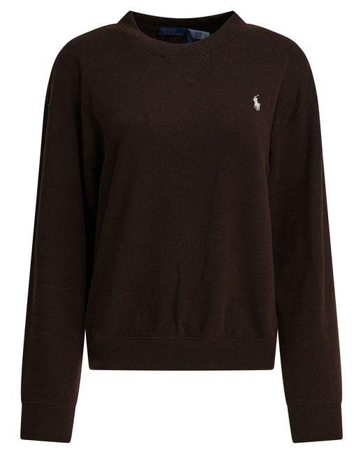 Polo Ralph Lauren Sweatshirt Met Ronde Hals En Pony in het Black