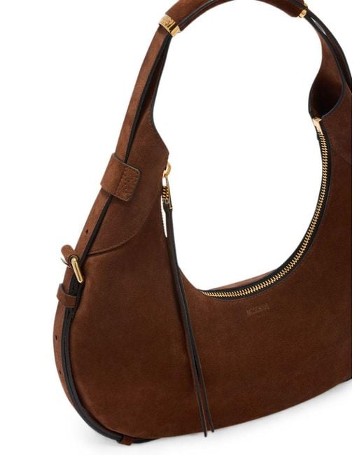 Moschino Brown Handle Me Leather Shoulder Bag