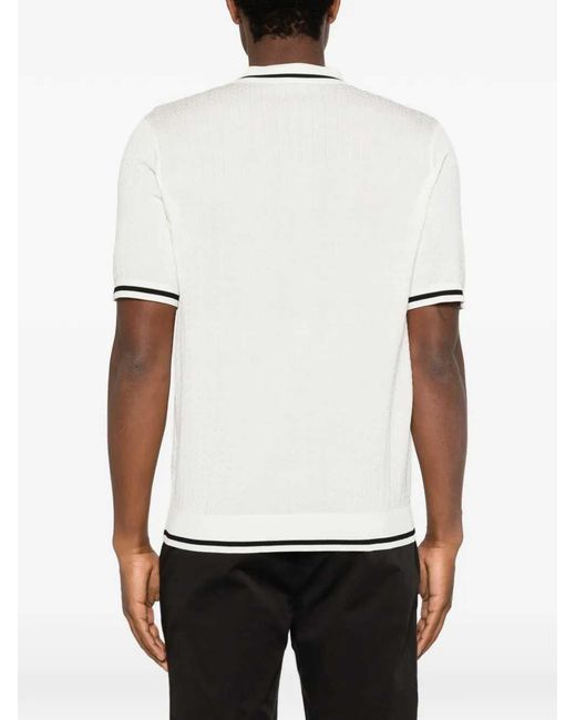 Montecore White Knit Polo With Contrasting Trim