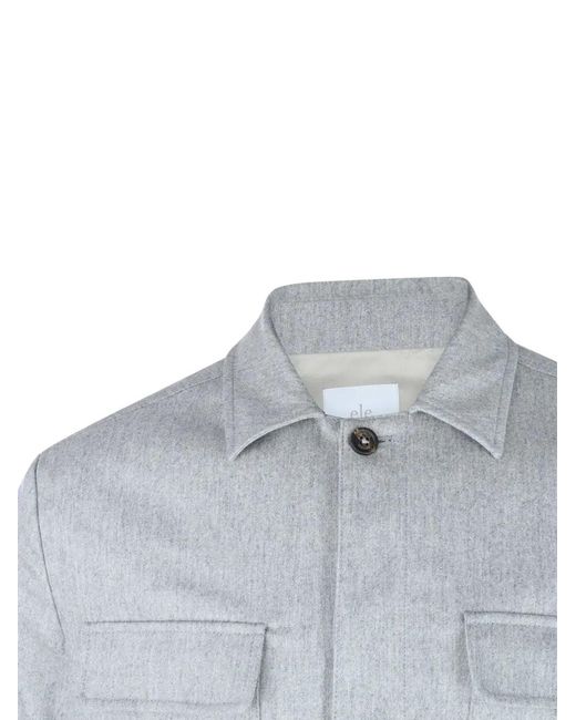 Eleventy Blue Shirt Jacket With Pockets
