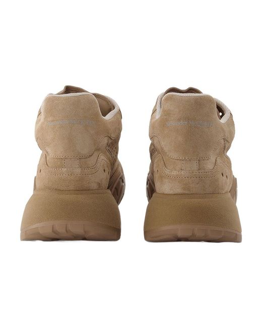 Sneaker haut en cuir beige Alexander McQueen pour homme en coloris Brown
