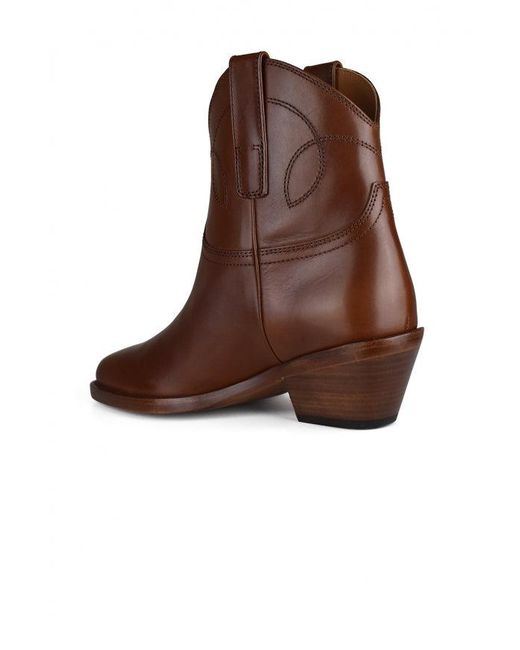 Ralph Lauren Brown Almond Toe Leather Cowboy Boots