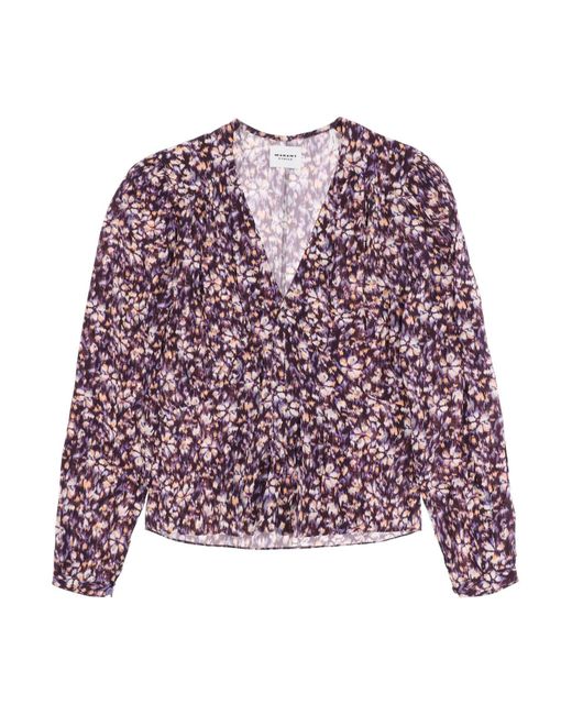 Isabel Marant Purple Eddy Crêpe-Bluse mit Blumenmuster