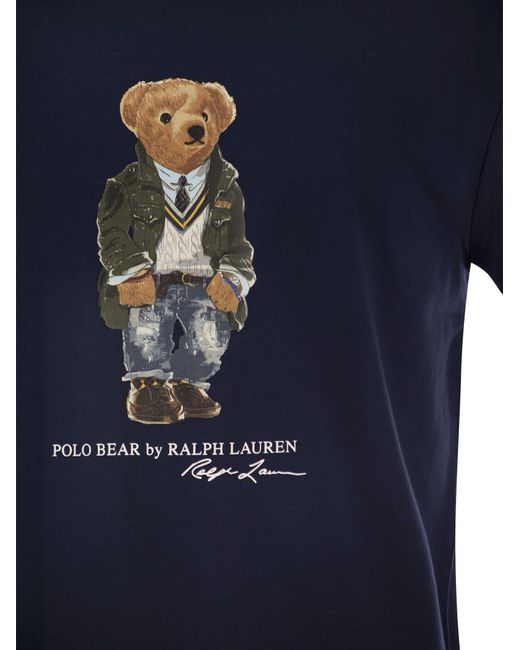 Polo Bear Jersey Classic Fit Shirt di Polo Ralph Lauren in Blue da Uomo