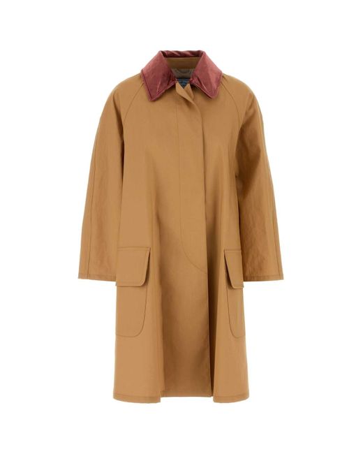 Prada Brown Camel Cotton Overcoat