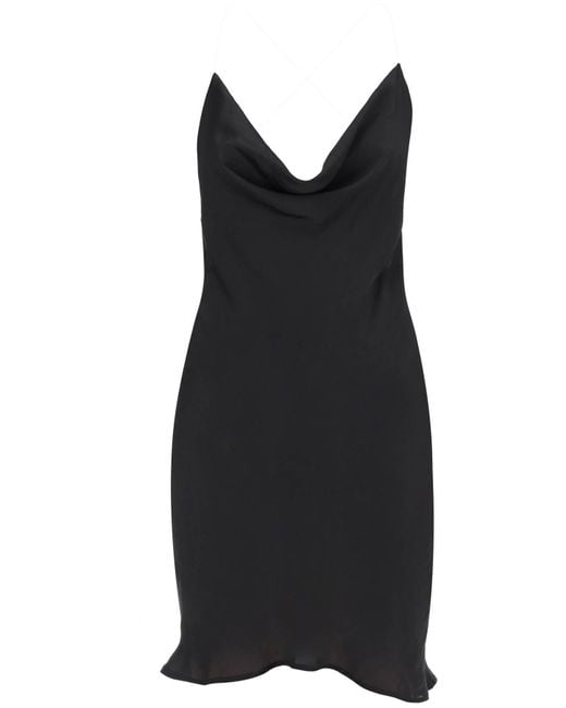 Y. Project Black Satin Slip Dress für elegant