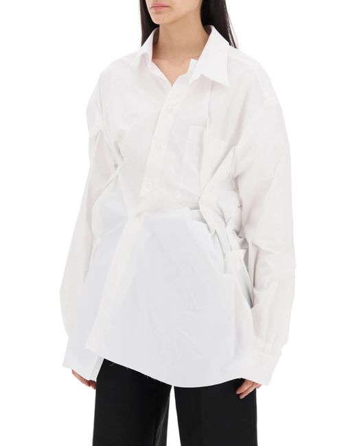 Maison Margiela Gedrapeerd Oversized Shirt in het White