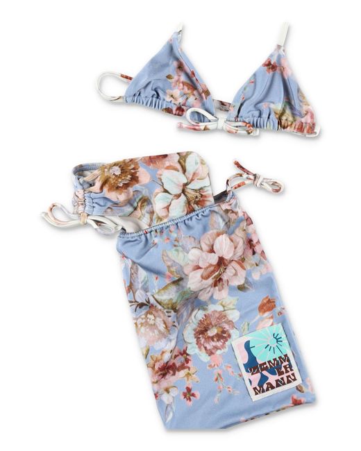 Zimmermann White Mini Floral Triangle Bikini For Girls