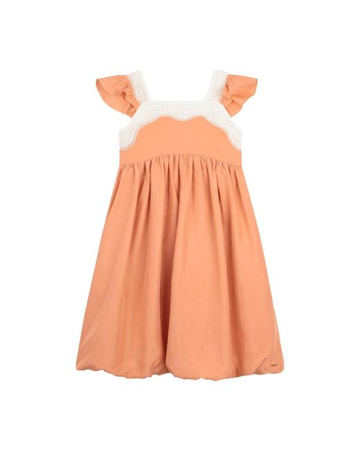 Chloé Pink Silk Mini Dress With Straps For Girls