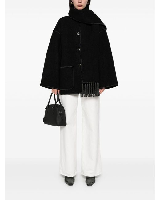 Totême  Black Embroidered Scarf Wool Jacket