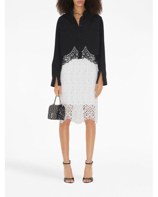 Burberry White Lace Midi Skirt