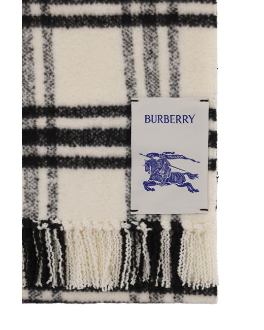 Burberry Check Wool -sjaal in het Black