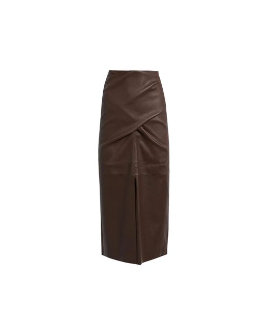 Brunello Cucinelli Brown Leather Skirt