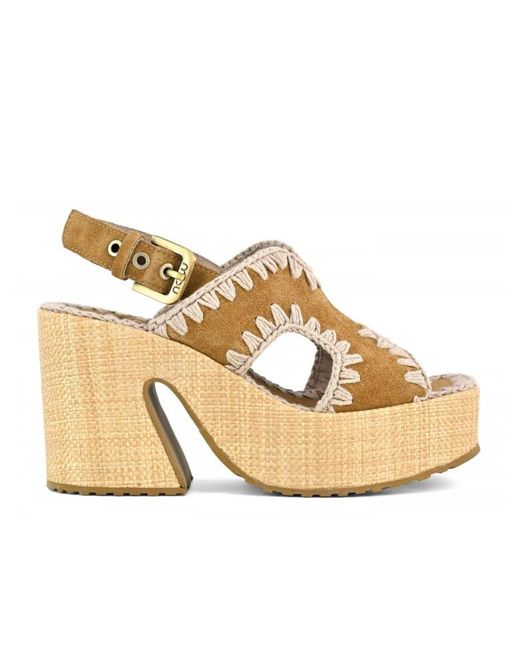 Mou Raffia-platform Met Rugstra in het Metallic