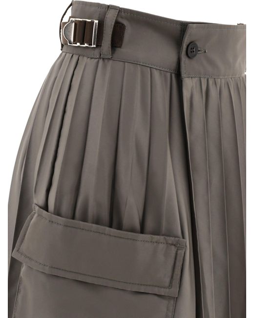 Sacai Gray Nylon Twill Skirt