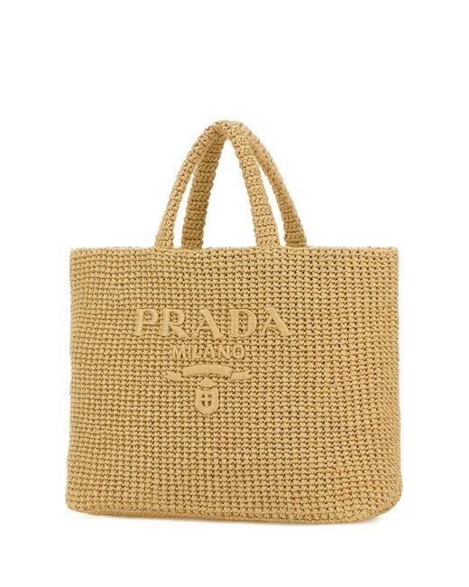 Prada Natural Raffia Shopping Bag