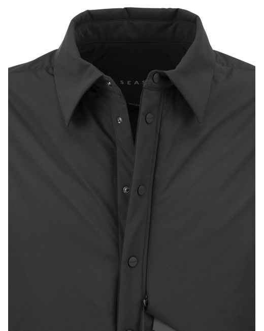 Chaqueta de camisa acolchada de nylon acolchada de bi acolchada Sease de hombre de color Black