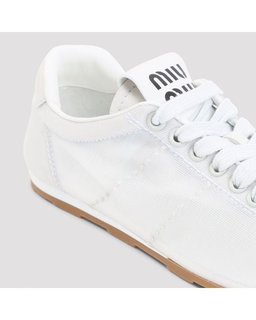Miu Miu White Lace Up Sneakers