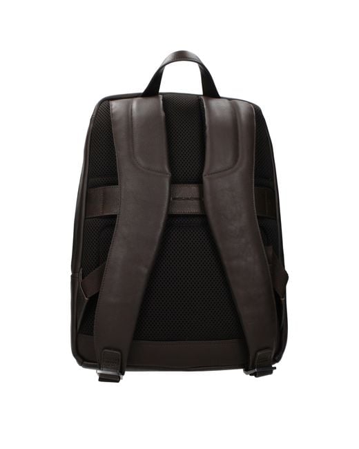 Piquadro Black Backpacks And Messenger Bags For Leather/Testa Di Moro