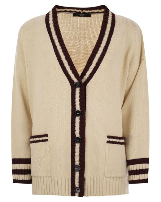 Weekend by Maxmara Natural Vicolo Cardigan With Contrasting Edges